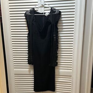 Herve Leger Black Dress with Sheer Sleeves Size L